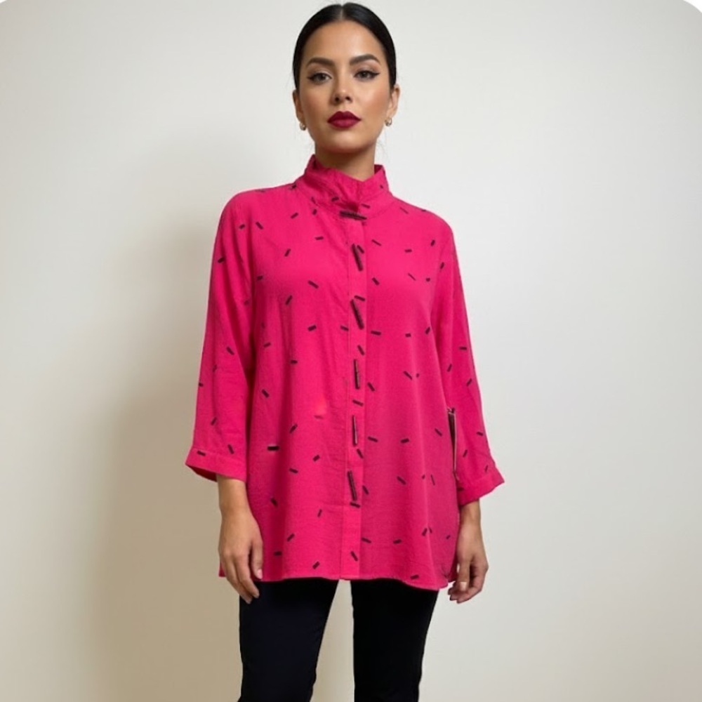 Ali Miles Fuchsia Button-Down Shirt